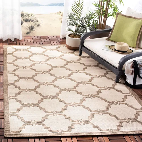 Vista 11 de SAFAVIEH Alfombra lavable al aire libre Courtyard Collection - 9 x 12 pies, beige y terracota, no desprende pelusa y fácil limpieza, ideal