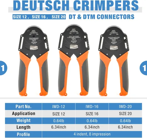 Vista 2 de iCrimp Deutsch - Kit de herramientas de crimpado de terminales de cierre y barril abierto, herramienta de extracción de Deutsch para conectores
