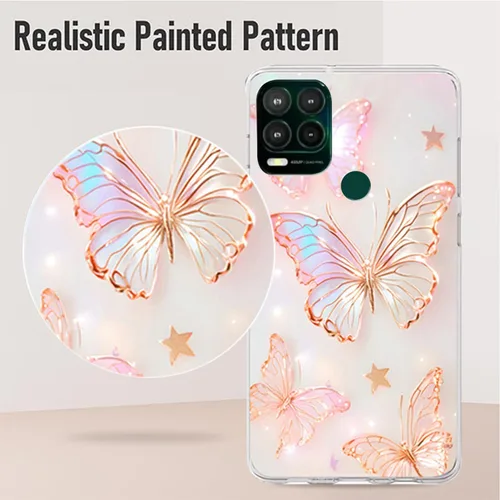 Vista 4 de Paquete de 2 fundas elegantes con purpurina de mariposa para Moto G Stylus 5G 2021, delgada y suave TPU de lujo, a prueba de golpes, para adultos