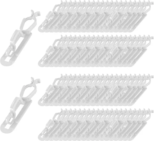 Vista 11 de Paquete de 100 clips para luces navideñas, clips para luces de Navidad para exteriores, gancho para canalones para decoración navideña de interiores