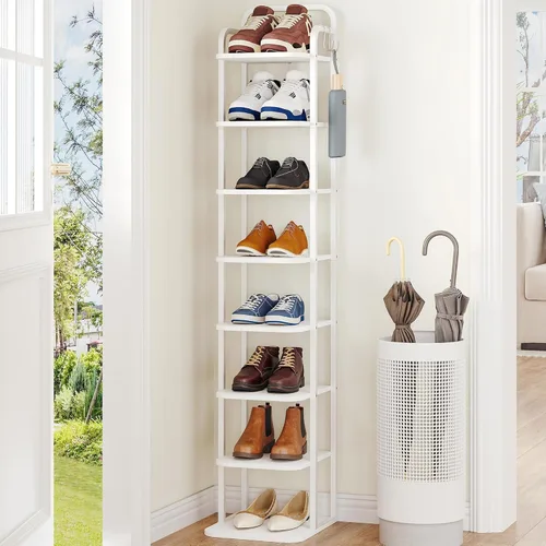Vista 17 de Hzuaneri - Zapatero vertical, estantes para zapatos, organizador de madera para el armario, entrada, torre de zapatos para espacios pequeños, de pie