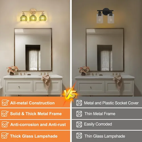 Vista 122 de Shenmoyl Lámparas de baño, lámpara de pared de 2 luces para tocador sobre espejo con pantalla de vidrio tulipán blanco para dormitorio, sala