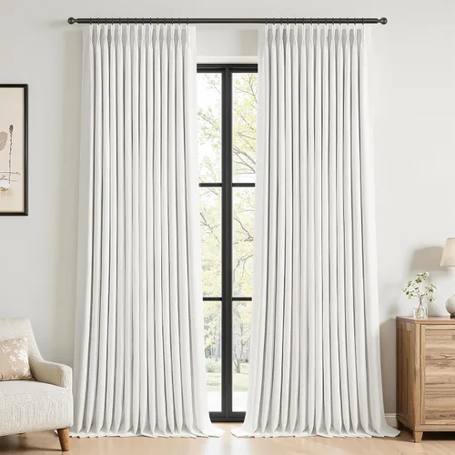 Vista 48 de Topfinel - Cortinas opacas plisadas de 96 pulgadas para dormitorio, 2 paneles Natural