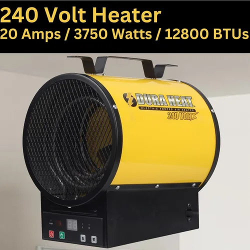 Vista 6 de Dura Heat calentador de aire eléctrico, 13,640 BTU- EUH4000R. 6-20P Plug, Electric Industrial Garage Heater, Workshop, Wall & Ceiling Mount, Steel