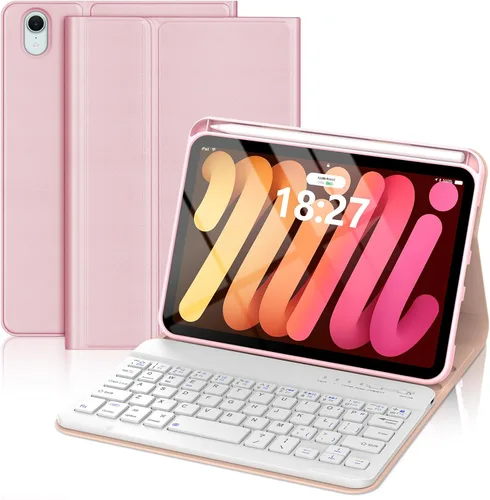 Vista 28 de Funda con teclado para iPad mini, teclado Bluetooth inalámbrico desmontable delgado con folio inteligente para Apple iPad mini 5 2019/iPad Mini 1 2