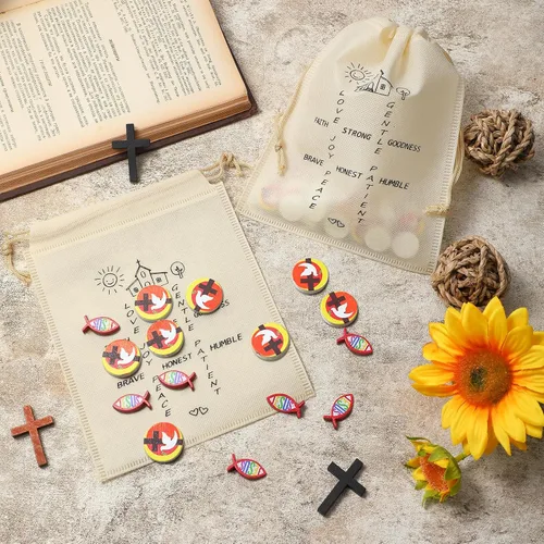 Vista 4 de Sumind Juego de 24 juegos cristianos de Tic Tac Toe, regalo de graduación para niños, recuerdos de fiesta religiosa con Biblia de Jesús, mini juego