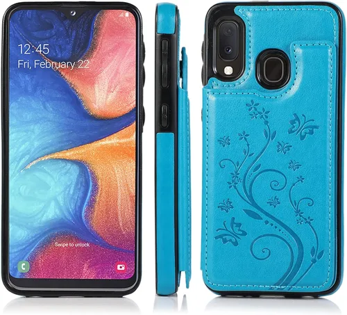 Vista 4 de Funda de teléfono para Samsung Galaxy A10e/A20e con protector de pantalla de vidrio templado y tarjetero con soporte para tarjetero, accesorios