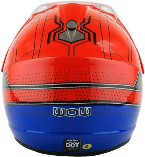 Vista 4 de WOW Casco para niños BMX MX Motocross ATV Dirt Bike Casco Spider Rojo