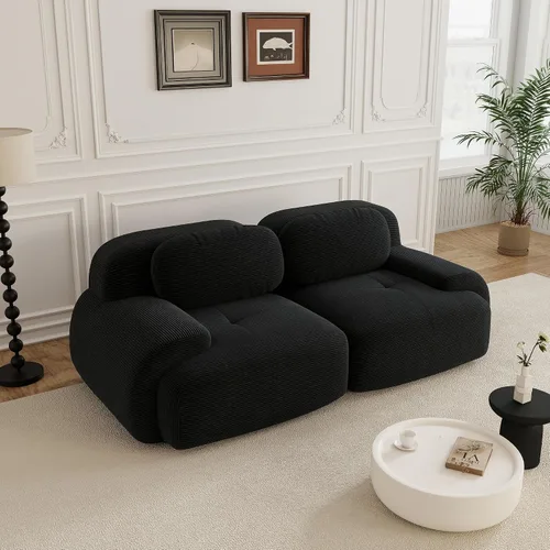 Vista 95 de Sofás modulares sin hueso de 152.8 pulgadas para sala de estar, sofá modular con diván en forma de L, cómodo asiento profundo tapizado de tela