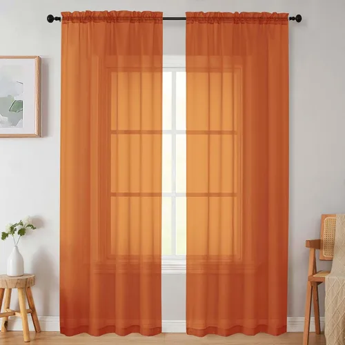 Vista 179 de 2 paneles de cortinas traslúcidas blancas para dormitorio, sala de estar, 96 pulgadas de largo, modernas, suaves, ligeras, con bolsillo para barra