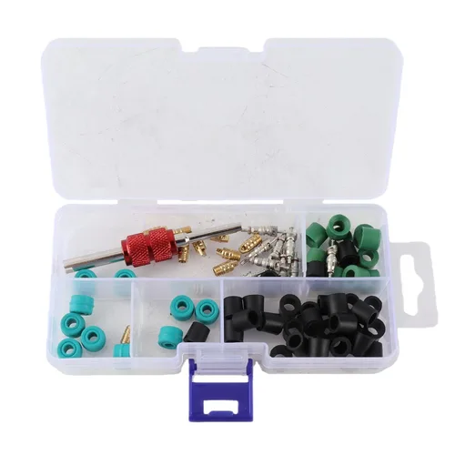 Vista 2 de ASHATA Kit de reparación de aire acondicionado de CA 71 piezas, kit de válvula Schrader de CA con herramienta de extracción e instalación, 10