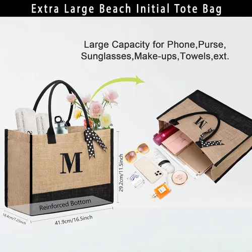 Vista 2 de BeeGreen Regalos para mujer, bolsa de lona con bolsillo bordado, bolsa de mano personalizada para amiga, mamá, profesora, hermana