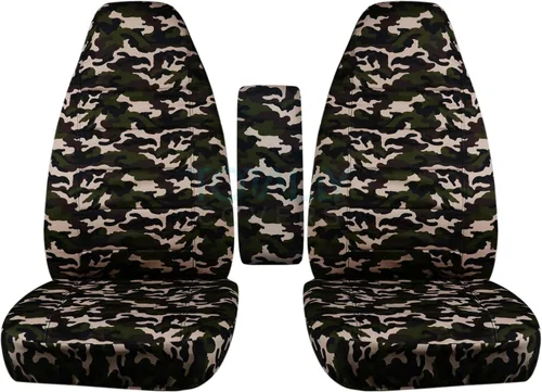 Vista 21 de Totally Covers Compatible con Ford Ranger/Mazda Serie B 2004-2012, fundas de asiento de cubo de camión de camuflaje con funda para reposabrazos beige