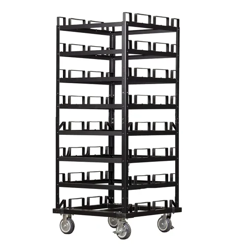 Vista 8 de Trafford - Carrito de poste de anclaje industrial, 12 postes, almacenamiento acolchado horizontal y ruedas de bloqueo para seguridad