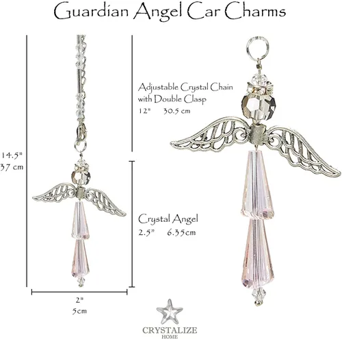 Vista 6 de Colgante de Ángel Guardián para Coche - Ángel de Cristal para Protección, Felicidad, Fe y Amor - Adorno Colgante de Cristal - Regalo Ideal
