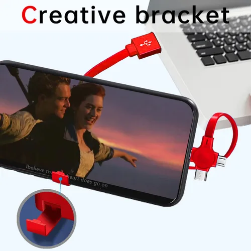 Vista 6 de Gartmost 6 unidades 3 en 1 retráctiles múltiples cargadores rápidos Cable a granel (3.28 pies) con USB C/Micro USB/L y soporte para teléfono