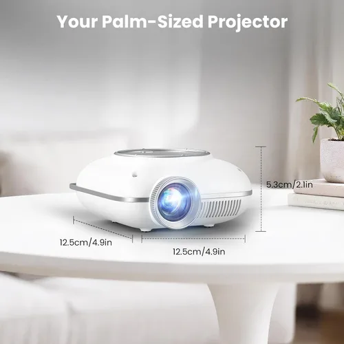 Vista 3 de HOMPOW - Mini proyector con Bluetooth de dos vías, proyector portátil para uso en cine en casa, compatible con 1080P para proyector al aire Azul
