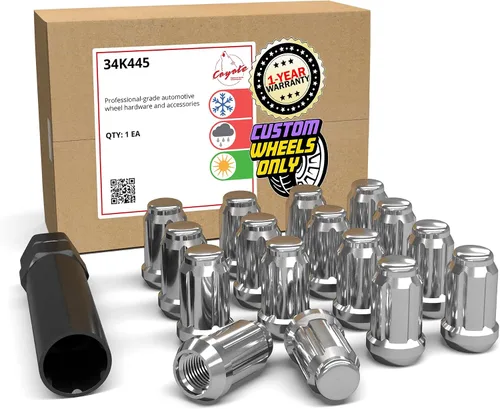Vista 29 de Piezas de accesorios de rueda, 20 piezas de 1/2 "-20 roscas estriadas de 3.35 pulgadas de largo, tuercas hexagonales negras para Ford Mustang Jeep
