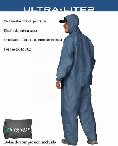 Vista 3 de FROGG TOGGS Traje de lluvia impermeable transpirable Ultra-Lite2 de 2 capas para hombre Azul