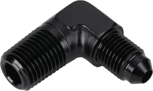 Vista 5 de 3AN macho Flare a 1/4 NPT tubo macho 90 grados codo adaptador unión aluminio negro