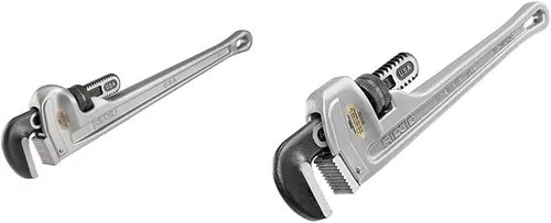 Vista 8 de RIDGID 31105 Llave de tubo recta de aluminio modelo 824, 24 pulgadas (producto 1) y llave de tubo recta de aluminio RIDGID 47057, 12 pulgadas
