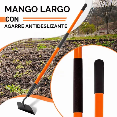 Vista 3 de Nohovu Herramienta de azada de jardín, herramienta de jardín de azada de 58 pulgadas con mango largo de fibra de vidrio, azada de jardín resistente