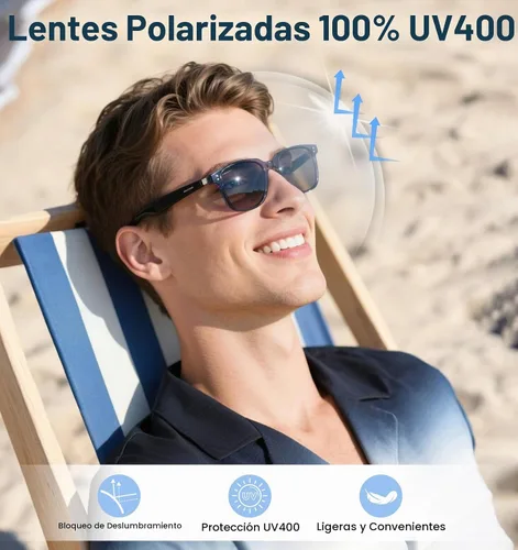 Vista 5 de Lentes inteligentes de traducción AI con GPT de chat para hombres y mujeres, gafas de sol Bluetooth 5.4 con traductor en 100 idiomas y acentos, Gris