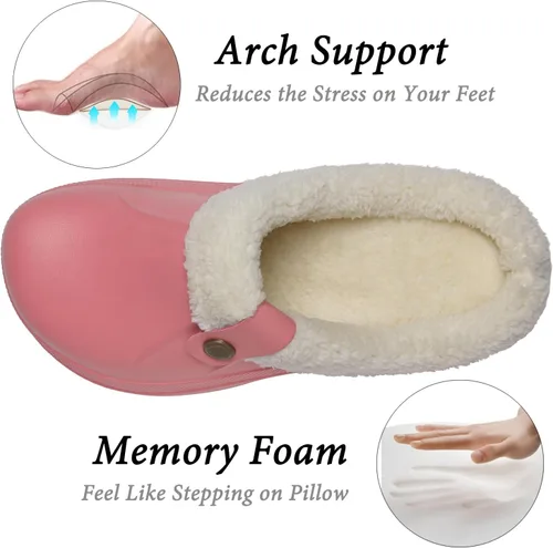 Vista 3 de ChayChax - Pantuflas impermeables para mujeres y hombres, con forro de piel, zapatos de jardín de invierno, pantuflas cálidas para interiores