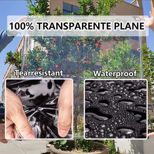 Vista 7 de Lonas transparentes con ojales, lonas transparentes de 5 x 7 pies, cubierta de lona impermeable resistente con borde reforzado, lona de PVC