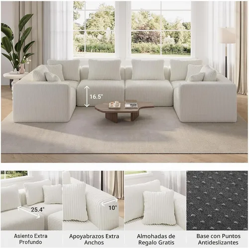 Vista 7 de Novilla - Sofá biplaza modular de 70.8 pulgadas, sofá modular de espacio pequeño, moderno sofá de nube con soporte Smarts Coil®, sofá seccional sin