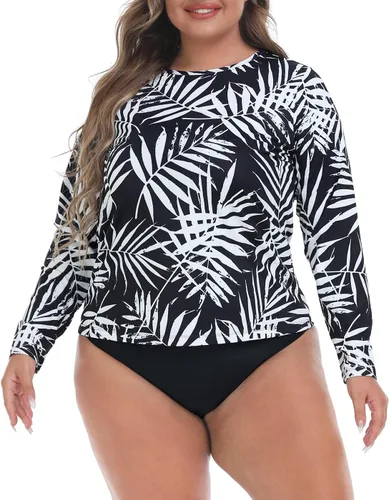 Vista 6 de HDE Camiseta de natación de manga larga de secado rápido UPF 50 para mujer, talla grande