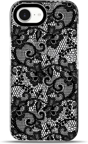 Vista 26 de NITITOP Funda para iPhone 13 Pro con flores de encaje transparente - Negro