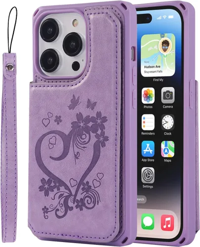 Vista 7 de Cavor Funda tipo cartera para iPhone 14 Pro Max con tarjetero, funda para teléfono iPhone 14 Pro Max para mujeres y hombres, funda 14ProMax