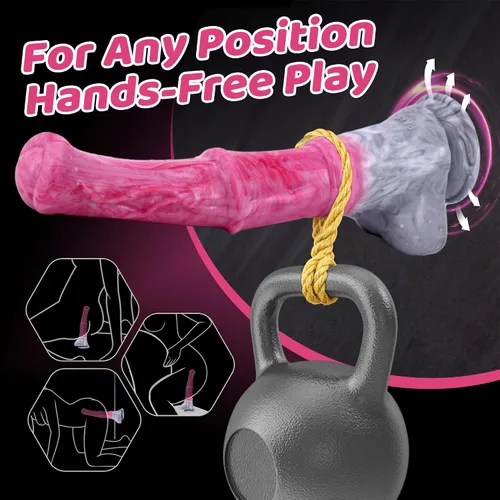 Vista 4 de Consolador de caballo realista de silicona, consolador anal monstruo de 12 pulgadas de largo y grueso, juguete sexual anal con ventosa, juguete