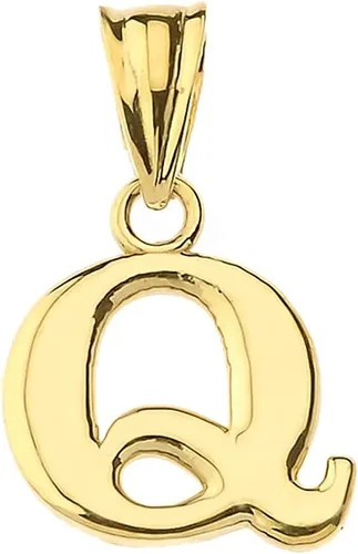 Vista 25 de Colgante de oro amarillo de 10 quilates con inicial A-Z con dije fino de 1/2 pulgada – Elección de letra inicial