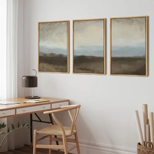 Vista 263 de wall26 Lienzo enmarcado para pared, juego de arte de acuarela pastel, paisaje rural, ilustraciones con formas abstractas, arte moderno, decorativo