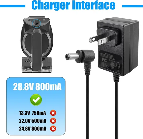 Vista 4 de Adaptador de cargador de 28.8 V para aspiradora Shark IONFlex con batería XBAT200, adaptador de repuesto para aspiradora de palo YLS0243A-T288080