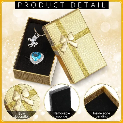 Vista 7 de Juego de 72 cajas de regalo de joyería, cajas de regalo pequeñas, cajas de cartón de papel, cajas de regalo vacías con tapas, lazo para anillos
