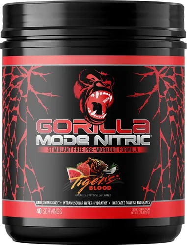 Vista 10 de Gorilla Mode Nitric mejorado sin estimulantes antes del entrenamiento – Mejor sabor y más eficaz sin estimulantes antes del entrenamiento/bomba