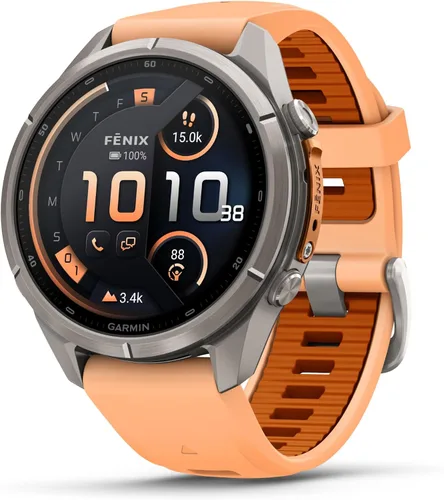 Vista 26 de Garmin fēnix® 9 Pro, titanio, 1.850 in, naranja otoño/naranja chispa