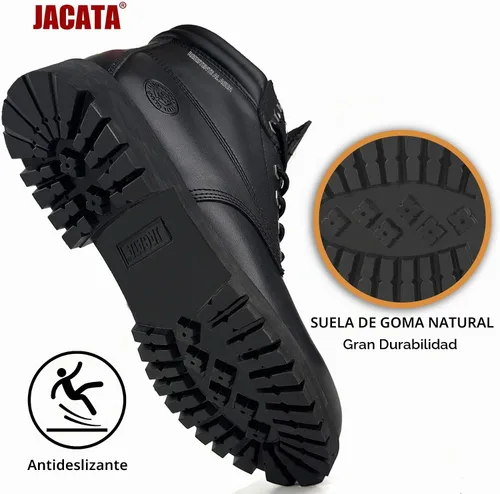 Vista 3 de Jacata Botas de Trabajo para Hombre de Cuero Resistente al Agua Bota de Trabajo de Suela de Goma Construcción Resistente al Aceite Botas Negro