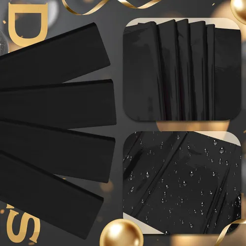 Vista 8 de Just Shimmer 1 mantel de aluminio negro de 54 x 72 pulgadas para cumpleaños, graduación, Halloween, fiesta, mantel de plástico, impermeable