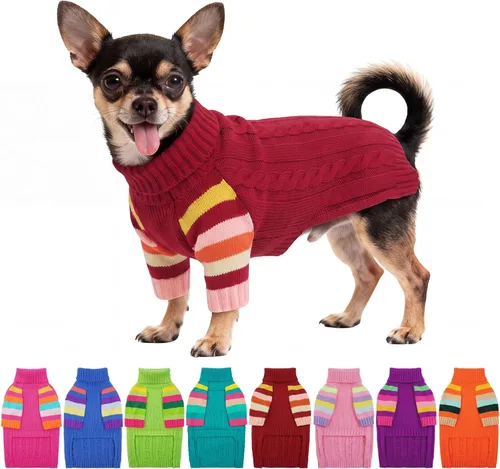 Vista 45 de Suéter XS para perro, suéter de cuello alto con manga para Yorkie Azul