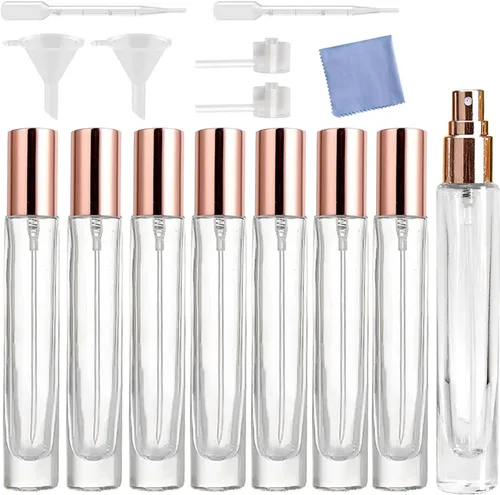 Vista 8 de Mini spray de perfume de 0.3 fl oz, botella de vidrio atomizador, botellas de perfume recargables, botella pequeña de spray de niebla fina, botella