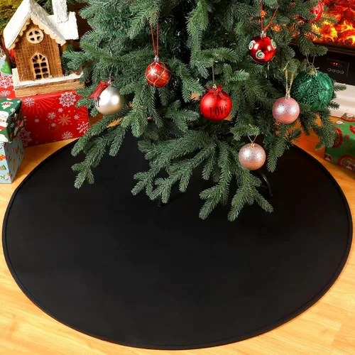 Vista 6 de Timgle Tapete para árbol de Navidad, tapete de silicona resistente para árbol de Navidad, protector de suelo impermeable para árbol de Navidad Negro