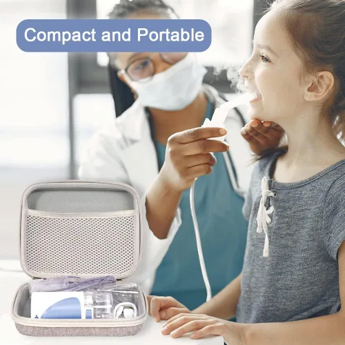 Vista 5 de Fukumi Estuche de transporte portátil para nebulizador, bolsa médica de viaje duro para espaciador de inhaladores, máscaras, accesorios para asma