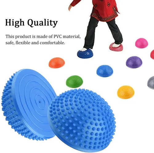 Vista 4 de VGEBY1 Bola Durian Semicircular de PVC Bolas de Yoga Inflables Punto de Masaje Fitball Ejercicios Entrenador Fitness Balance Bola (azul)