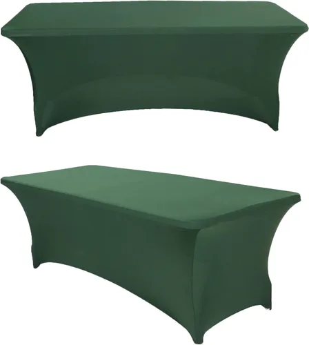 Vista 24 de Paquete de 2 manteles rectangulares de elastano de 4 pies, ajustables, elásticos, para bodas, fiestas, eventos, reuniones, cumpleaños, decoración