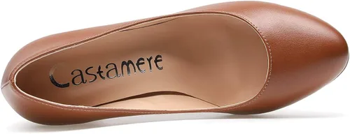 Vista 3 de Castamere Tacones altos para mujer, punta redonda, sin cordones, tacón de bloque de 3.1 in