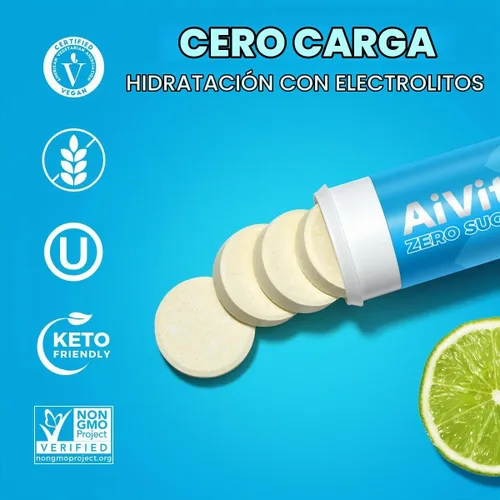 Vista 4 de AiVital™ Tabletas de electrolitos sin azúcar, electrolitos esenciales, 40 porciones Soporte de hidratación diaria con BCAA y selenio, sin azúcar
